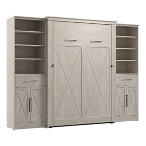Pemberly Row Full Murphy Bed and Wardrobes (113W) - Engineered Wood in White