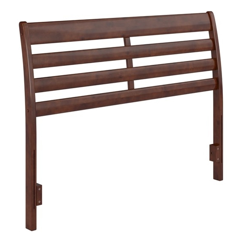 Pemberly Row Contemporary Full Wood Headboard in Walnut Finish