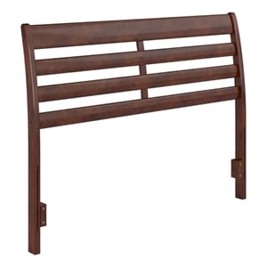 Pemberly Row Contemporary Full Wood Headboard in Walnut Finish