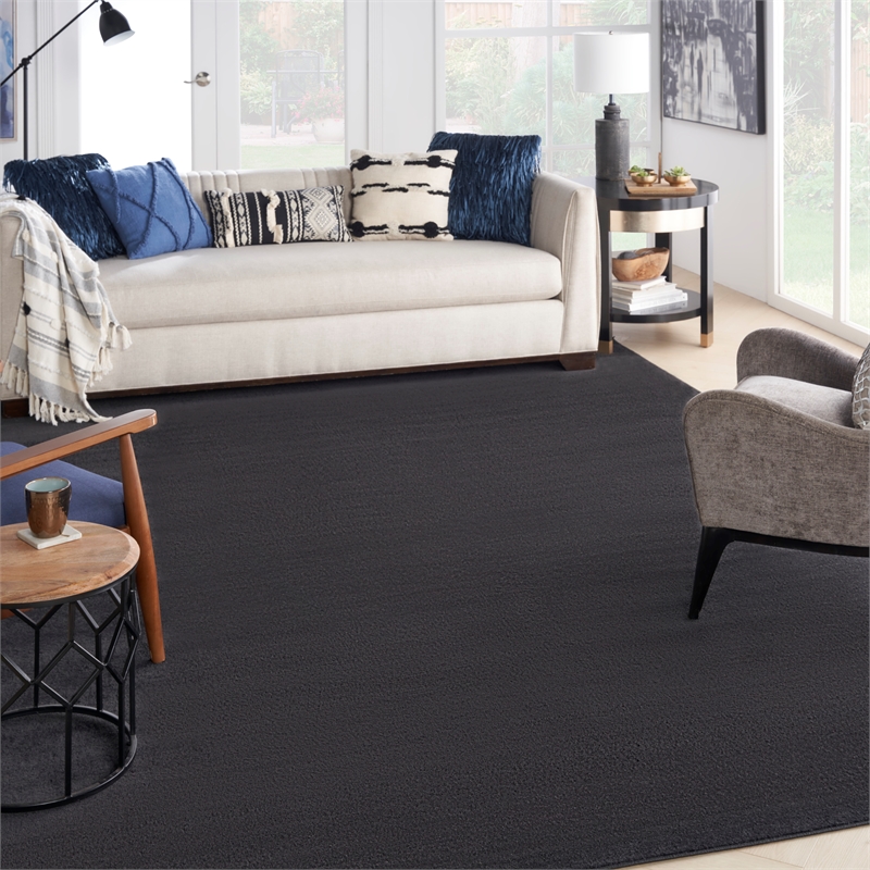 Pemberly Row 12' x 15' Black Fabric Outdoor Area Rug (12' x 15')