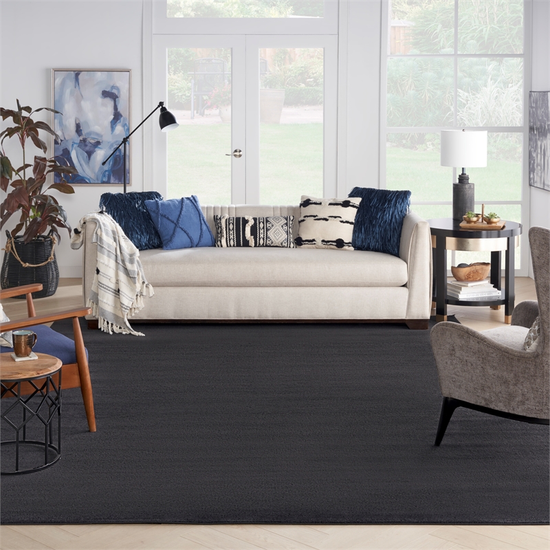 Pemberly Row 12' x 15' Black Fabric Outdoor Area Rug (12' x 15')