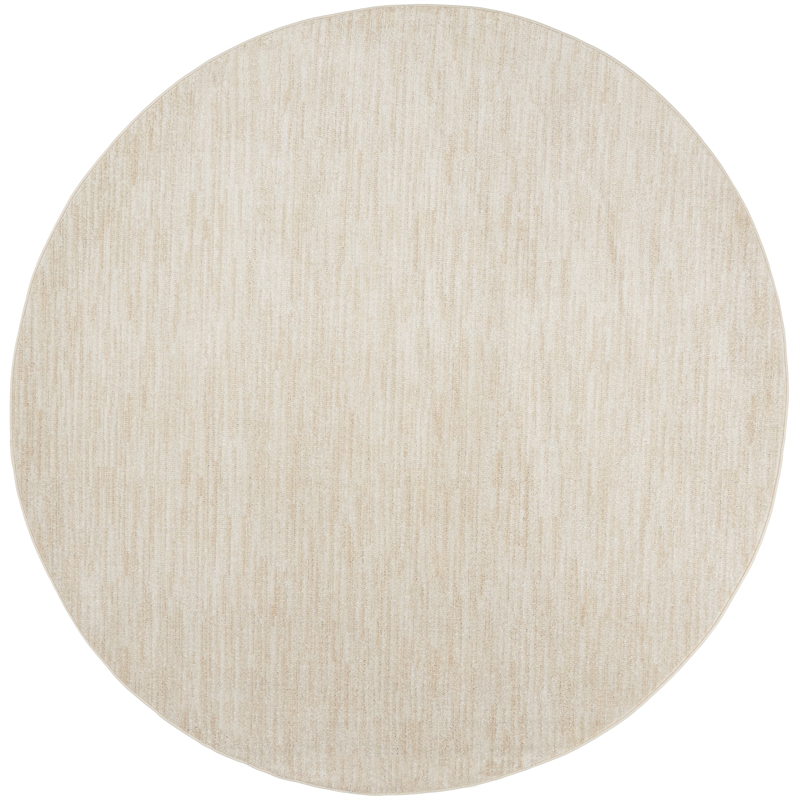 Pemberly Row 8' x Round Ivory Beige Fabric Outdoor Area Rug (8' Round)