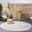 Pemberly Row 8' x Round Ivory Beige Fabric Outdoor Area Rug (8' Round)