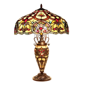 Pemberly Row 3 Light Victorian Double Lit Table Lamp 18&quot Shade