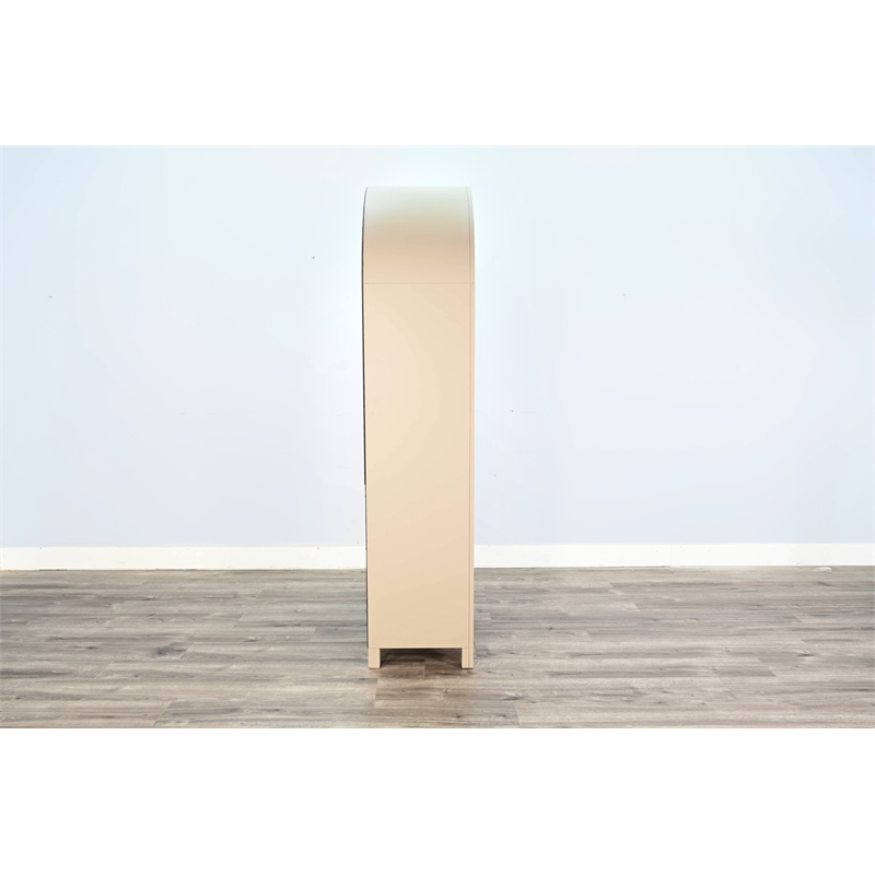 Pemberly Row Contemporary Arched Display Cabinet with Doors in Off White