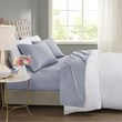 Pemberly Row Contemporary Cotton and Polyester Sateen Cooling Sheet Sets in Blue