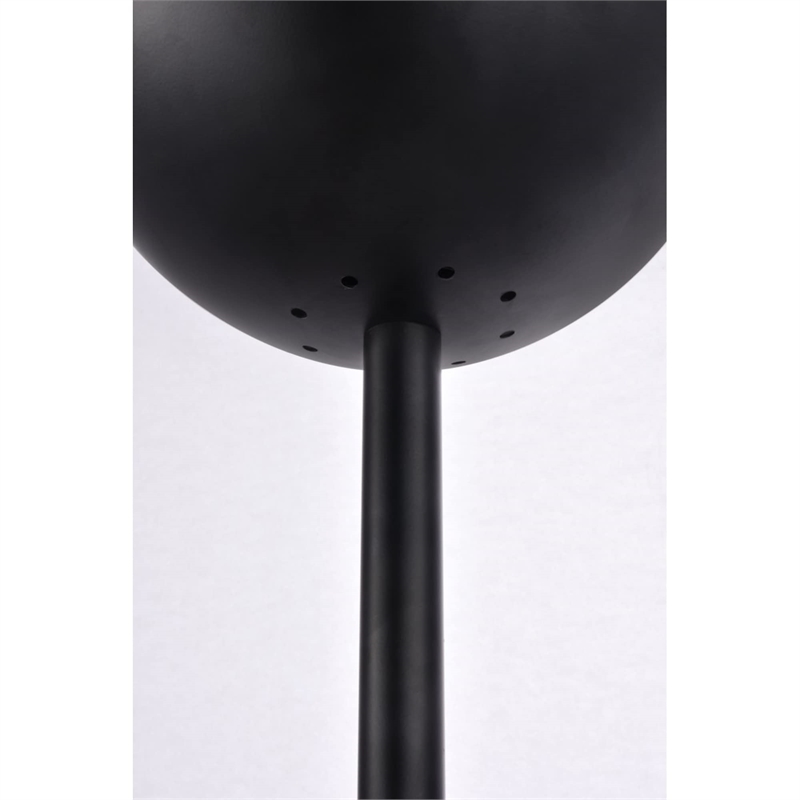 Pemberly Row Eclipse 1-Light Metal & Glass Floor Lamp in Black/Frosted White