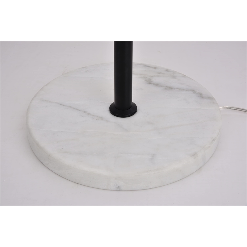 Pemberly Row Eclipse 1-Light Metal & Glass Floor Lamp in Black/Frosted White