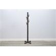 Pemberly Row Traditional Solid Wood Coat Rack with 8-Prong Hooks in Black Sand