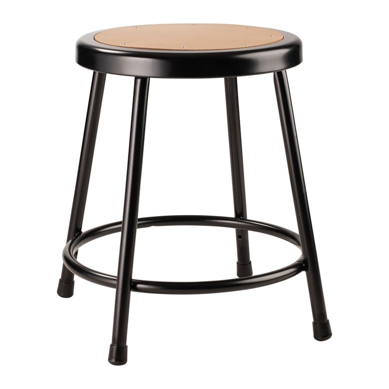 Pemberley Row Masonite Wood and Steel Black Stool Round Heavy Duty 18
