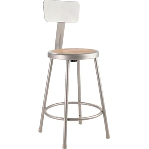 Pemberly Row 24&quot Modern Metal Heavy Duty Stool with Backrest in Gray