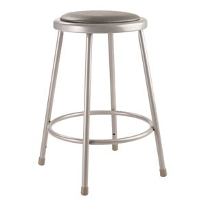 Pemberly Row 24&quot Vinyl Padded Steel Metal Heavy Duty Stool in Gray