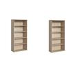 Pemberly Row Set of 2 Tall 5-Shelf Bookcases in Natural Elm - Engineered Wood