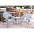 Pemberly Row Set of 2 Contemporary Wicker Patio End Tables in Gray