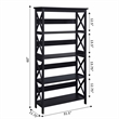 Pemberly Row Set of 2 5-Shelf Bookcases in Glossy Black Wood