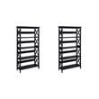 Pemberly Row Set of 2 5-Shelf Bookcases in Glossy Black Wood