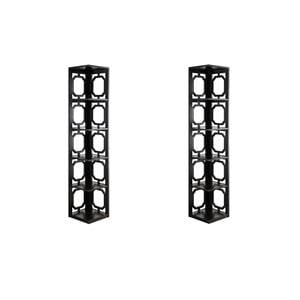 Pemberly Row Set of 2 Five-Shelf Corner Bookcases in Black Wood