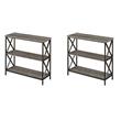 Pemberly Row Set of 2 Three-Tier Bookcases in Weathered Gray Wood