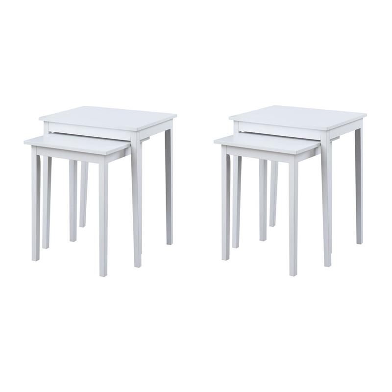Pemberly Row Set of 2 Contemporary Nesting End Tabless in White Wood