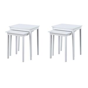 Pemberly Row Set of 2 Contemporary Nesting End Tabless in White Wood