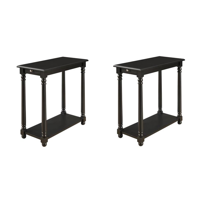 Pemberly Row Set of 2 Contemporary Wood End Tables in Black Finish