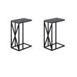 Pemberly Row Set of 2 C End Tables in Weathered Gray Wood and Black Metal
