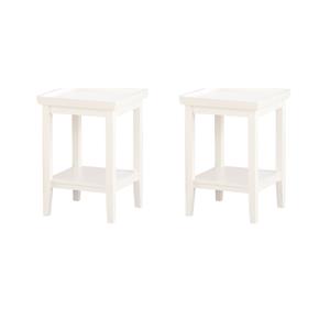 Pemberly Row Set of 2 Contemporary Square End Tables in White Wood