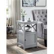 Pemberly Row Set of 2 Contemporary End Tables with Cabinet in Gray Wood