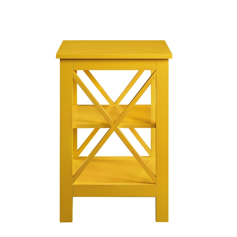 Pemberly Row Set of 2 Contemporary End Tables in Bright Yellow Wood