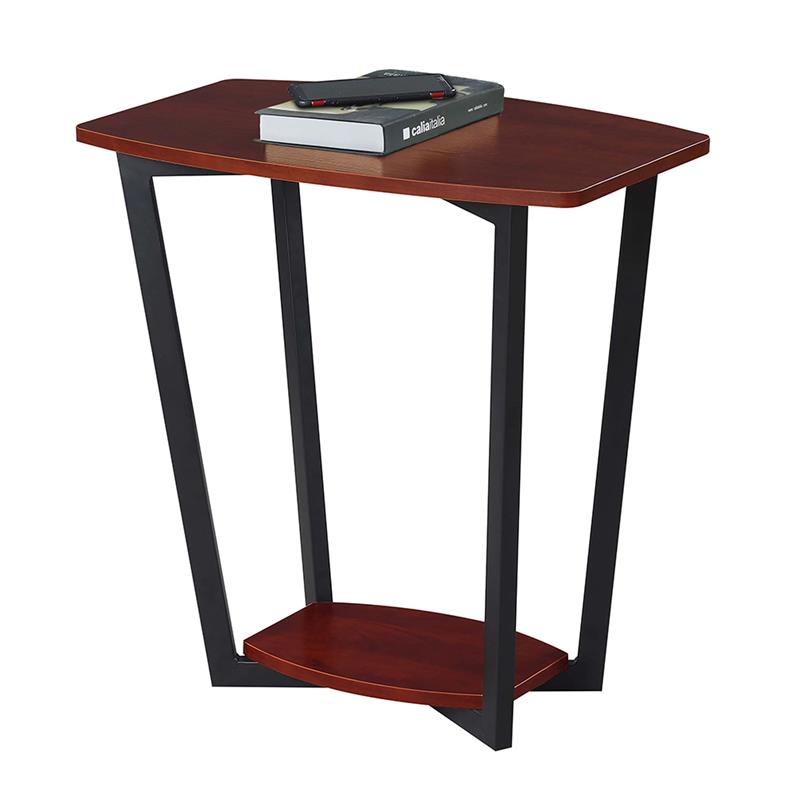 Pemberly Row Set of 2 End Tables in Cherry Wood and Black Metal