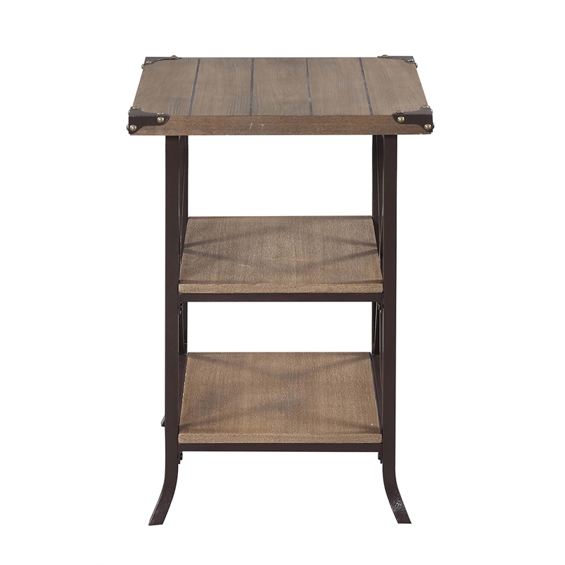 Pemberly Row Set of 2 Contemporary End Tables in Beige Driftwood Wood