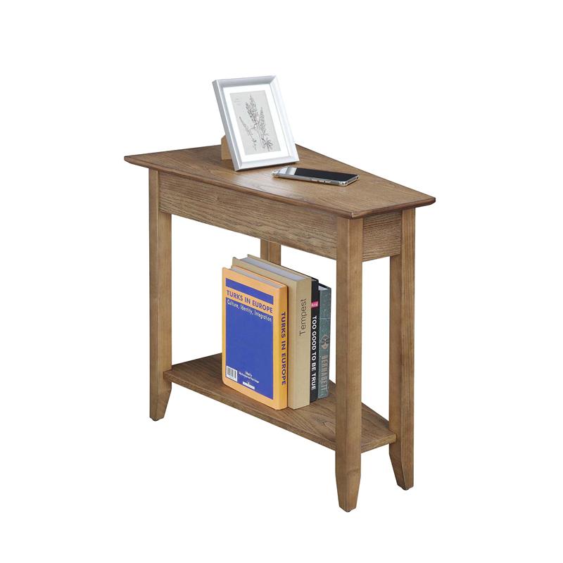Pemberly Row Set of 2 Wedge End Tables in Driftwood Brown Wood
