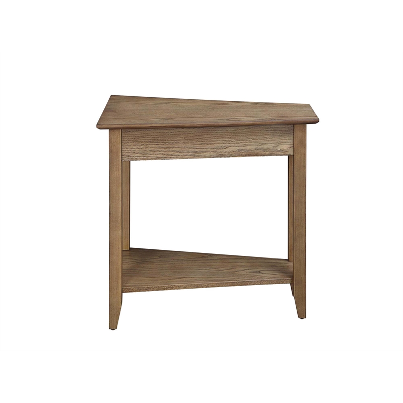 Pemberly Row Set of 2 Wedge End Tables in Driftwood Brown Wood