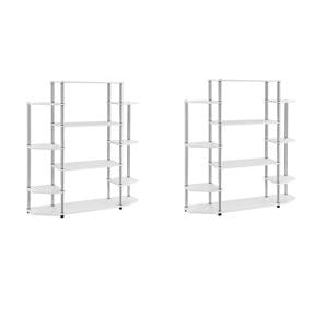 Pemberly Row Set of 2 No Tools Wall Bookshelf 47.25&quot in White Wood