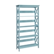 Pemberly Row Set of 2 Five-Tier Bookcases in Seafoam Blue Wood
