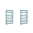 Pemberly Row Set of 2 Five-Tier Bookcases in Seafoam Blue Wood