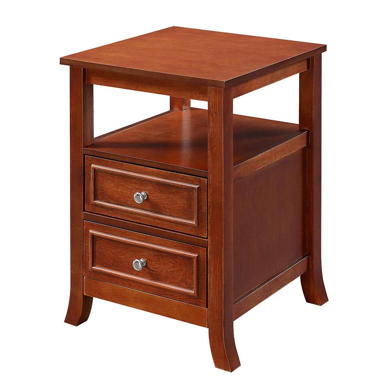 Pemberly Row Set of 2 Contemporary Square End Tables in Wood