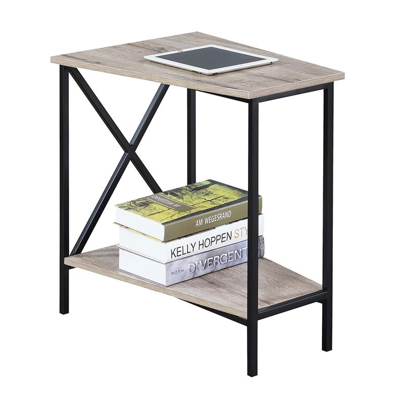 Pemberly Row Set of 2 Contemporary Wedge End Tables in Driftwood