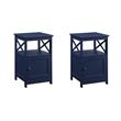 Pemberly Row Set of 2 End Tables with Cabinet in Cobalt Blue Wood