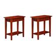 Pemberly Row Set of 2 End Tables with Shelf in Mahogany Wood