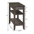 Pemberly Row Set of 2 One-Drawer End Tables w/Charging Station in Gray Wood