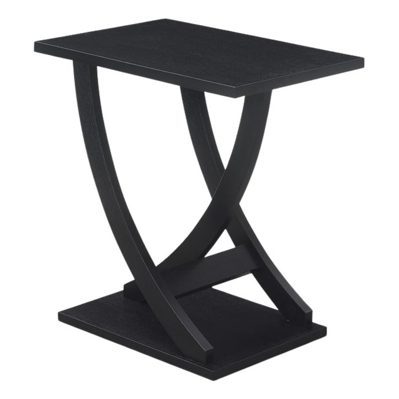 Pemberly Row Set of 2 Criss-Cross Chairside End Tables in Black Wood