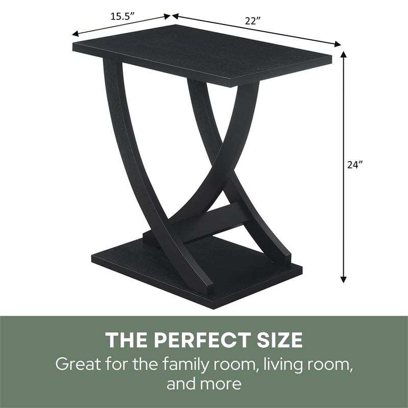 Pemberly Row Set of 2 Criss-Cross Chairside End Tables in Black Wood