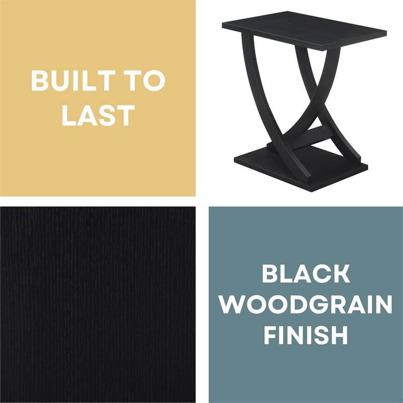 Pemberly Row Set of 2 Criss-Cross Chairside End Tables in Black Wood