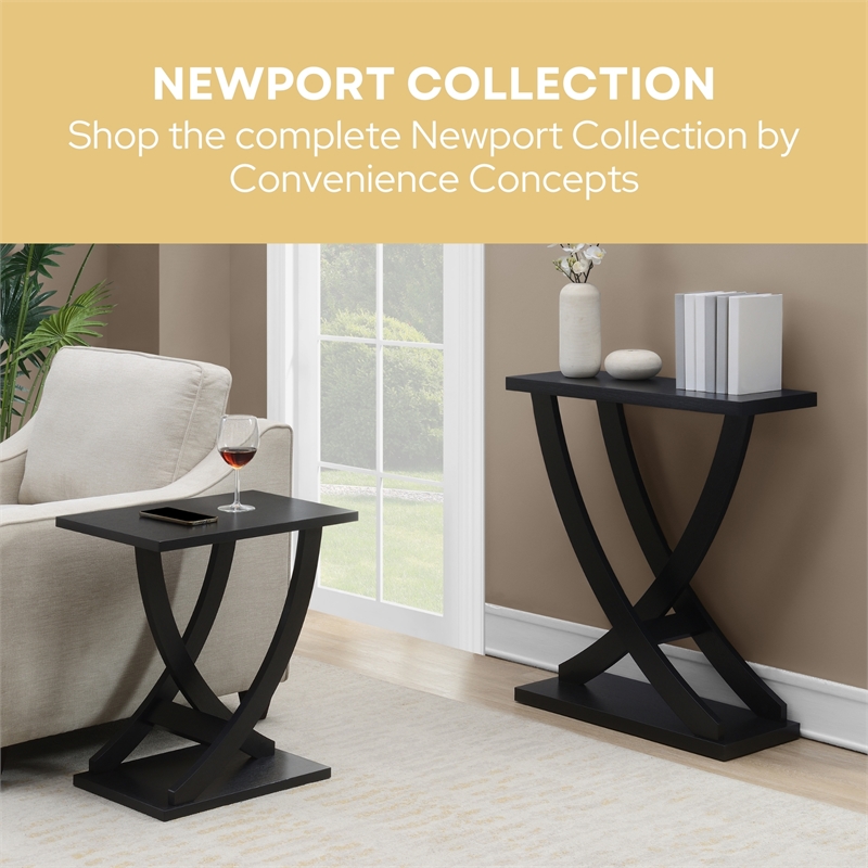 Pemberly Row Set of 2 Criss-Cross Chairside End Tables in Black Wood
