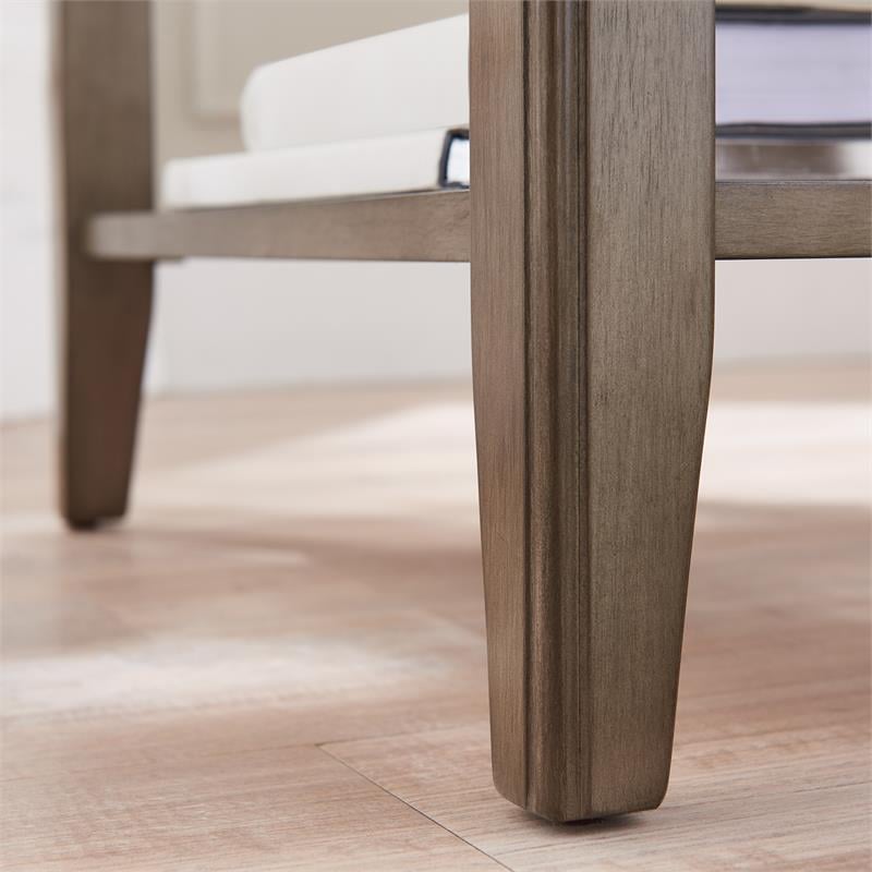 Pemberly Row Set of 2 Solid Wood Narrow End Tables with Shelf in Smoke Gray