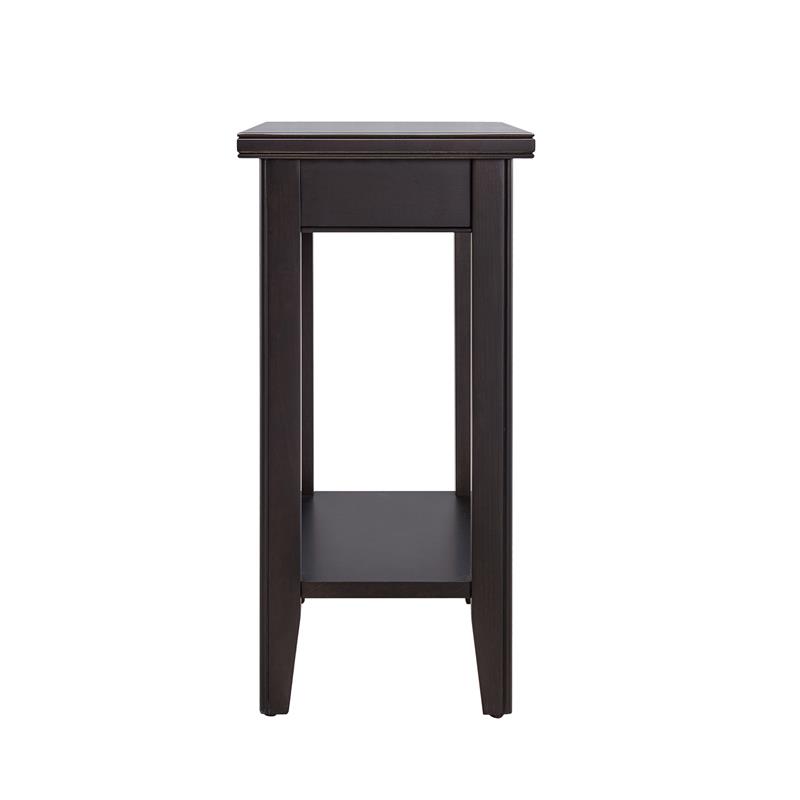 Pemberly Row Set of 2 Narrow Wood End Tables with Shelf in Black