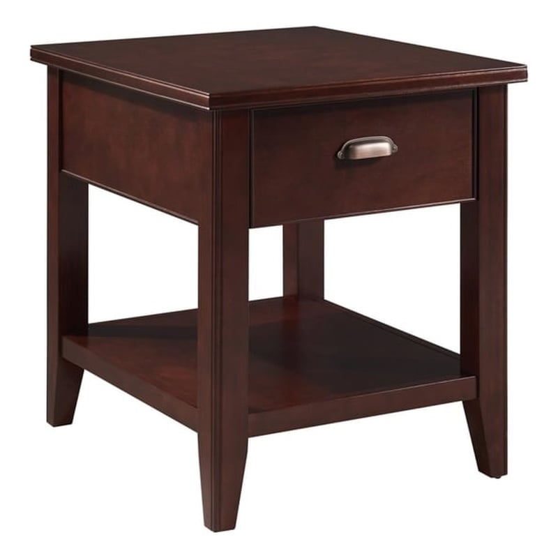Pemberly Row Set of 2 End Tables with Locking Drawer in Chocolate Cherry