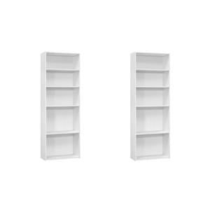 Pemberly Row Set of 2 6 Tier 72&quotH Bookshelf Bookcases in Laminate White