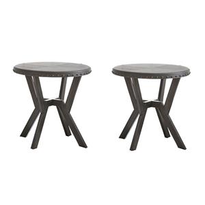 Pemberly Row Set of 2 Round 24&quot End Tables in Weathered Gray